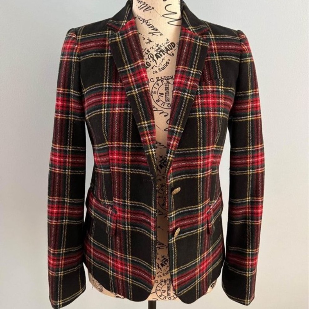 NWT J.Crew | Wool Blazer | Red Plaid | Size 00